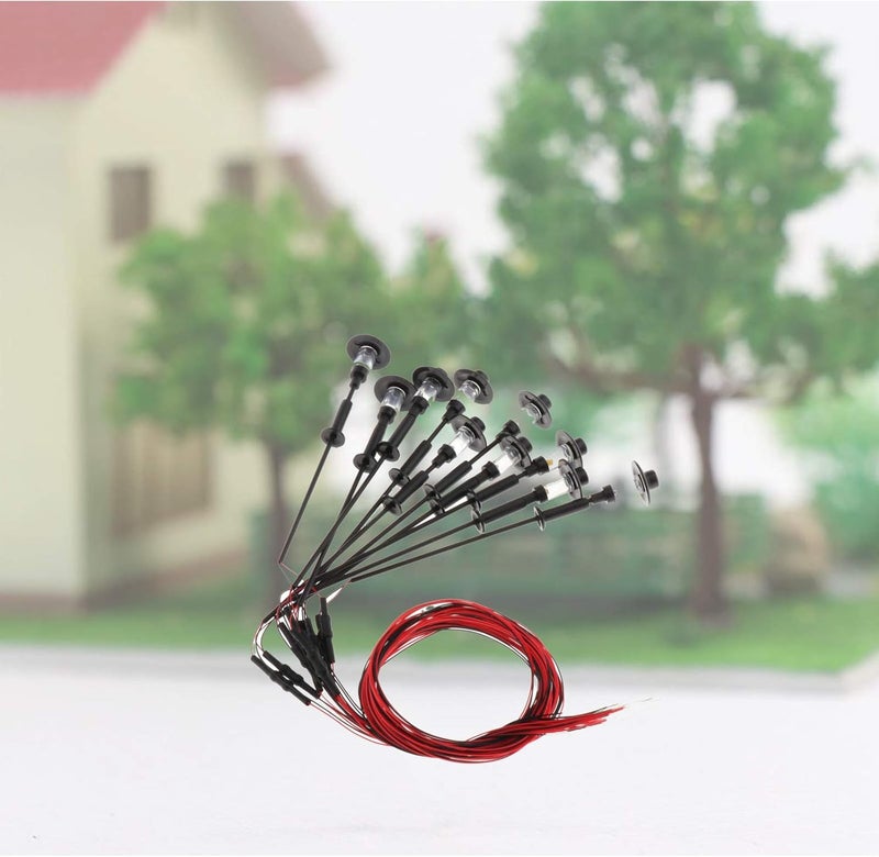 klarako 10pcs 12V Mini Street Light Garden Park Railway LED Lamppost Buildings Model Layout Diorama HO TT N 1:100-1:150 Gauge - Image 2