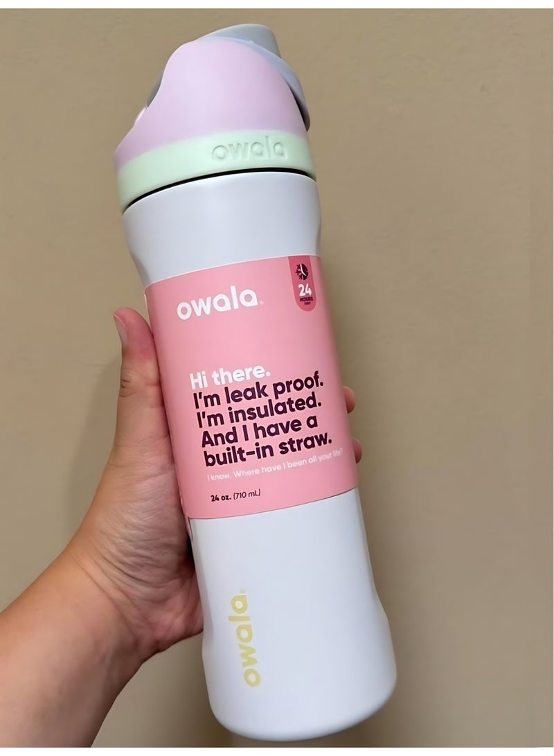 Owala Owala Flip Double Insulated Stainless Steel Water Bottle | With Straw | BPA-Free | Sports Water Bottle | 1-Pack | 24 oz (Candy Coated)  - Image 2