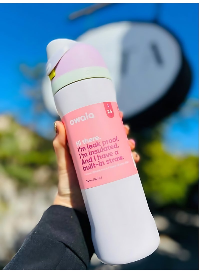Owala Owala Flip Double Insulated Stainless Steel Water Bottle | With Straw | BPA-Free | Sports Water Bottle | 1-Pack | 24 oz (Candy Coated)  - Image 1