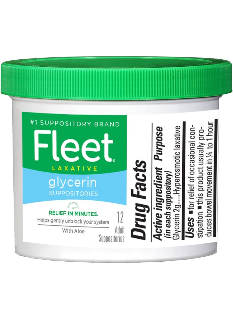 Fleet Fleet Laxatives, Laxative Glycerin Suppositories for Adult Constipation Relief, 12 Count 