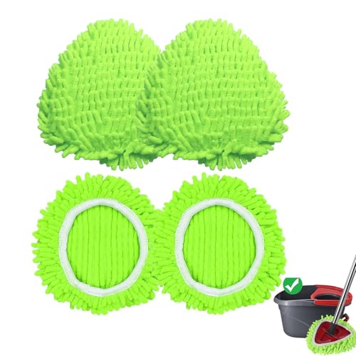 BywoBywo 4 Pack Reusable Microfiber Mop Pads Compatible with O-Cedar EasyWring 1-Tank Spin Mop System,Elastic Mop Head Replacement for Deep Clean,Machine Washable Mop Refills - Image 1