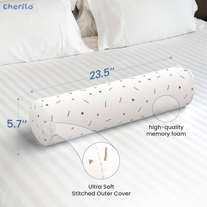 Cherilo Cherilo Memory Foam Soft Baby Bolster Pillow Cushion for Side Support Neck Support with Removable Washable Cover White - Image 2