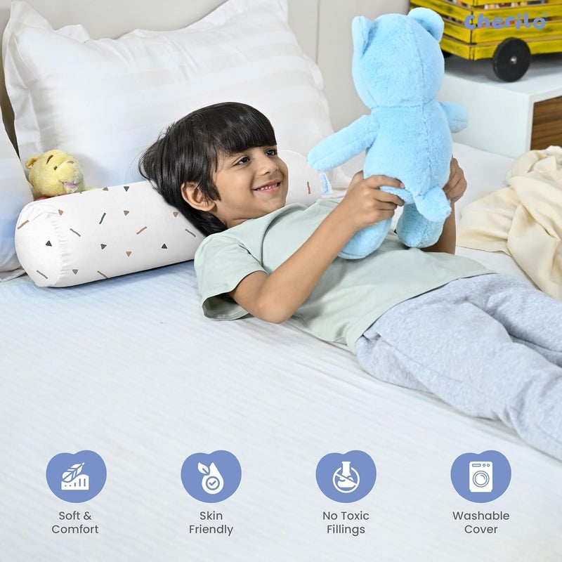 Cherilo Cherilo Memory Foam Soft Baby Bolster Pillow Cushion for Side Support Neck Support with Removable Washable Cover White - Image 4