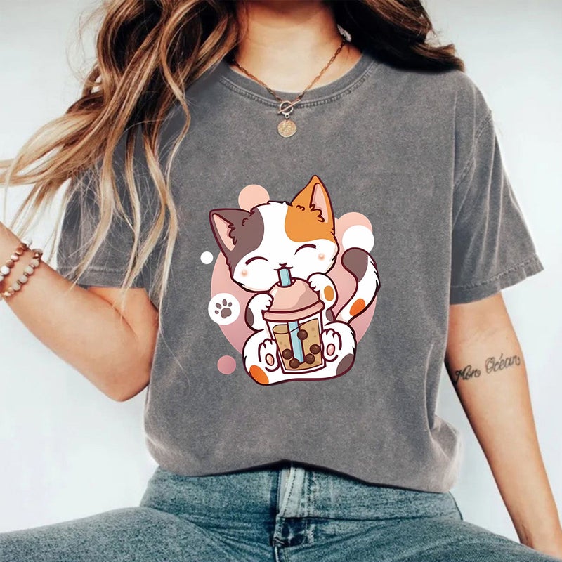 Women'S Summer American Retro Street Heavy Cotton Washed Old T-Shirt Men'S And Women'S Cartoon Printed T-Shirt - Image 3