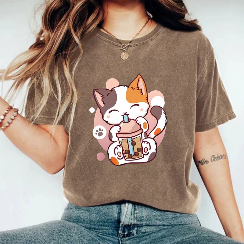 Women'S Summer American Retro Street Heavy Cotton Washed Old T-Shirt Men'S And Women'S Cartoon Printed T-Shirt - Image 4