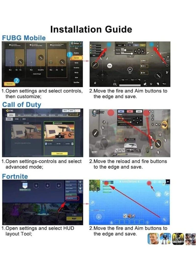 Necomi - Mobile Shooting Games Fire Trigger, PUBG/COD Portable Gaming Grip Sensitive Shoot Aim Joysticks, Aim Button L1R1 Shooter Joystick For iPhone Android Phone Game Pad - Image 1