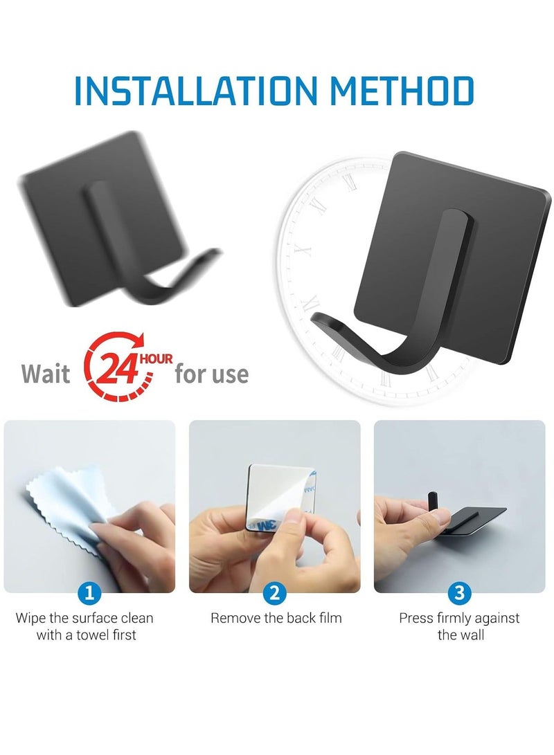 8 Packs Stick On Hooks Heavy Adhesive Hooks Black Hooks For Hanging Robe Towel Hooks Stainless Steel Waterproof Bathroom Hooks Adhesive Hooks For Kitchen Wardrobe Sticky Hooks Cabinet Hooks - Image 5