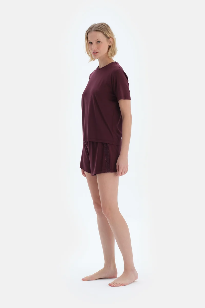 dagi T-shirt & Shorts Pajama Set Crew Neck Viscose Mid Rise Regular/Classic Fit Sleepwear