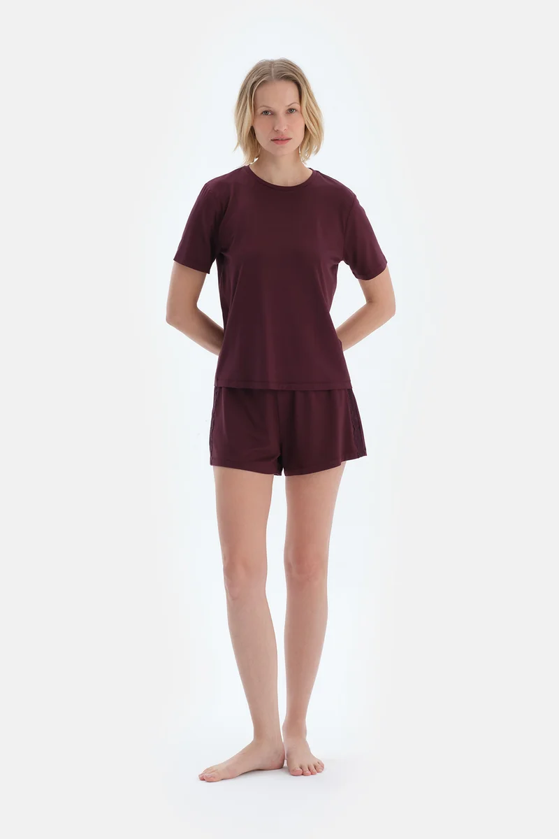 dagi T-shirt & Shorts Pajama Set Crew Neck Viscose Mid Rise Regular/Classic Fit Sleepwear