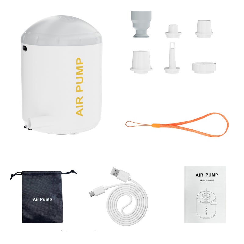 Portable Air Pump Cordless Electric Air Pump Quick Inflate Deflate for Pool Floats Air Mattress Swimming Ring Vacuum Storage Bag Built-in 2000mAh Battery with LED Camping Lantern 5 Nozzles - Image 2