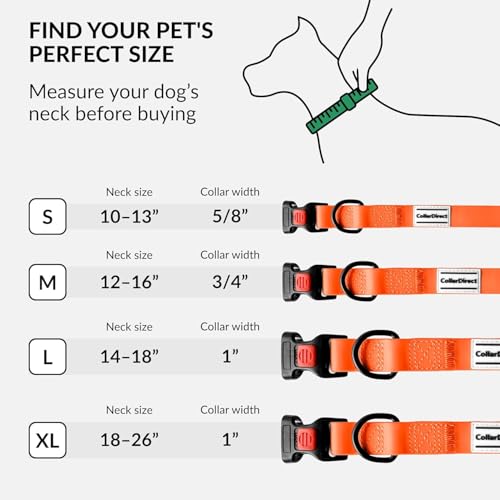 CollarDirect Waterproof Dog Collar - Silicone, Plastic Collar, Odor-Resistant, Easy to Clean, for Large, Medium, Small Dogs - Adjustable Collar with Breakaway Buckle (Neck Fit 12"-16", Orange) - Image 5
