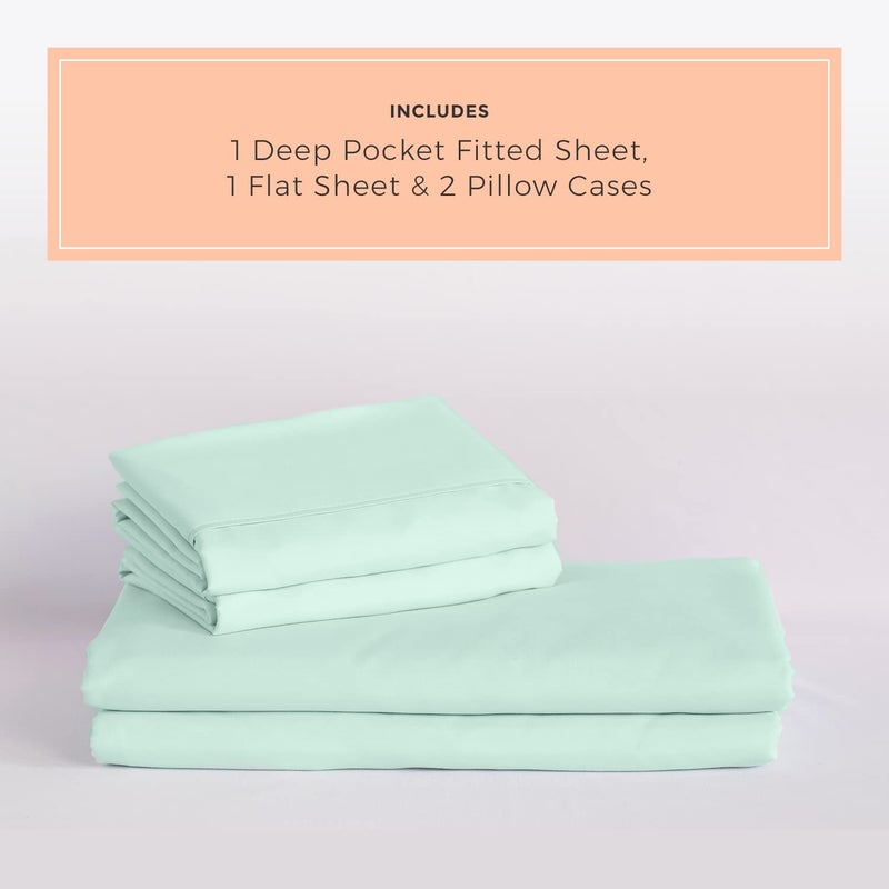 PeachSkinSheets مجموعة صفيحة julep mint mint - مستوى 1500TC من النعومة - أوراق تبريد ناعمة إضافية للنوم الساخن والتعرق الليلي - حجم رأس الملك (36 "" "الانقسام)  - Image 2