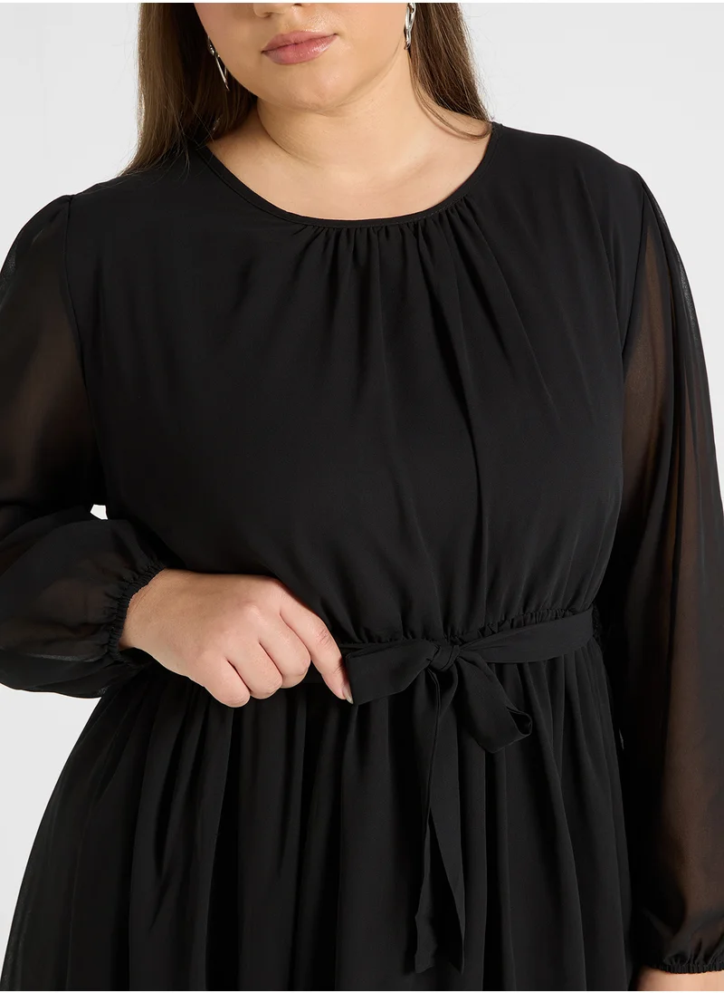 Ella Plus A-Line Belted Dress