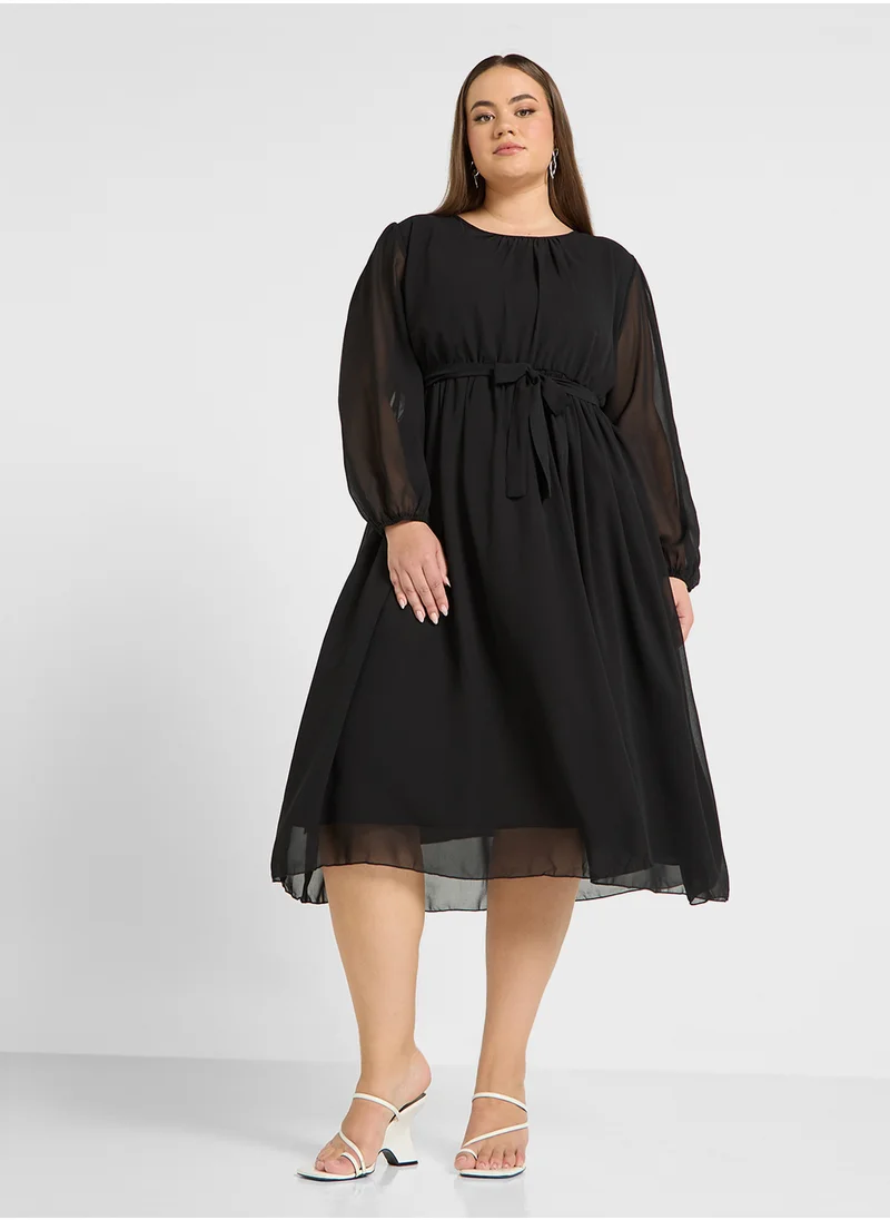 Ella Plus A-Line Belted Dress