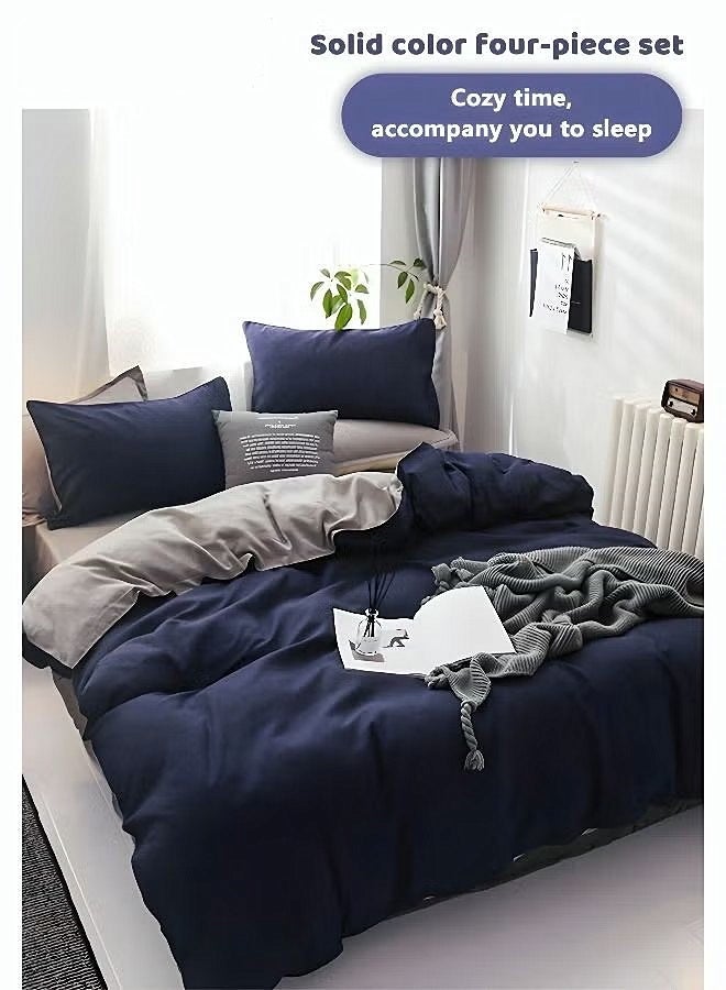 4PCS Bedding Set Skin Friendly and Simple Cotton Material Including Sheets Duvet Cover and 2 Pillows 2.0 Bed 200*230CM - Image 2