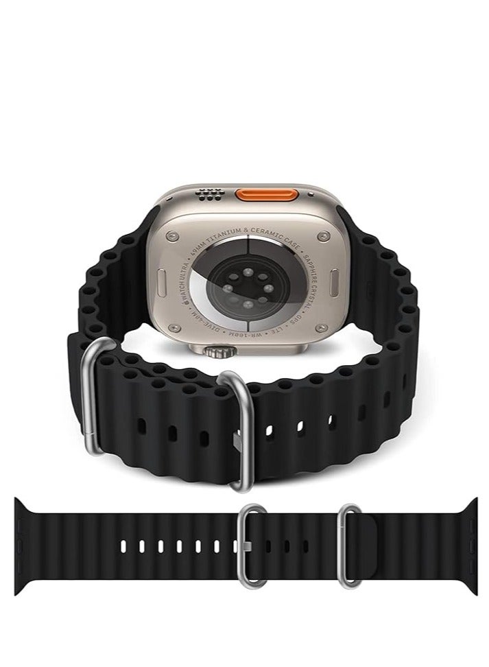 سوار سيليكون ناعم وقابل للتنفس لساعة Apple Watch – متوافق مع Series 8/7/6/5/4/3/2/1/SE/Ultra (مقاسات 42/44/45/49 ملم) - Image 2