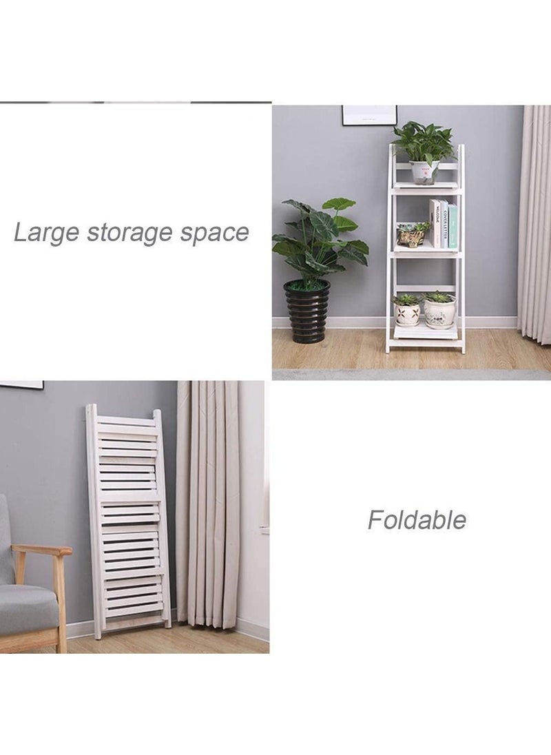 Generic 3 Tier Wooden Ladder Shaped Foldable Flowers Stand Garden Balcony Standing Plant Rack Decorative Display Stand Flower Pot Holder Shoe Rack Book Shelf  - Image 3