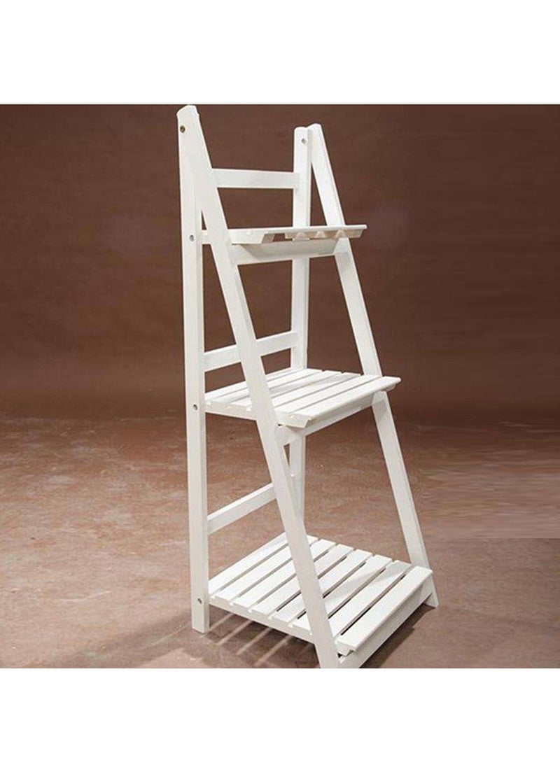 Generic 3 Tier Wooden Ladder Shaped Foldable Flowers Stand Garden Balcony Standing Plant Rack Decorative Display Stand Flower Pot Holder Shoe Rack Book Shelf  - Image 4