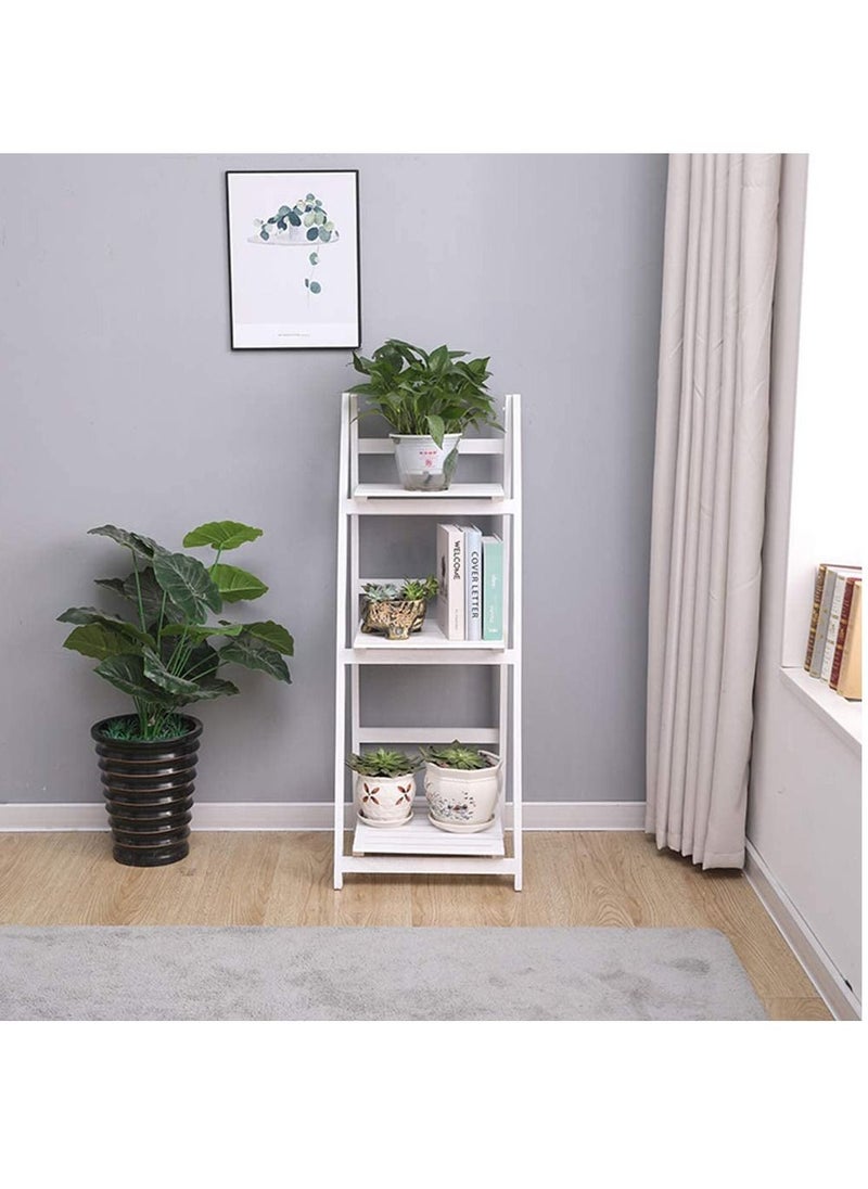 Generic 3 Tier Wooden Ladder Shaped Foldable Flowers Stand Garden Balcony Standing Plant Rack Decorative Display Stand Flower Pot Holder Shoe Rack Book Shelf  - Image 1