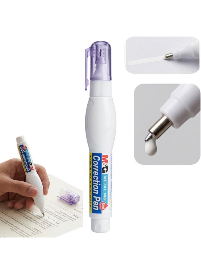 M&G Metal Nib Correction Pen 8ml ACFN0605 with Quick Dry, High Volume Correction Fluid, Squeeze Barrel Design and Cap - Image 1