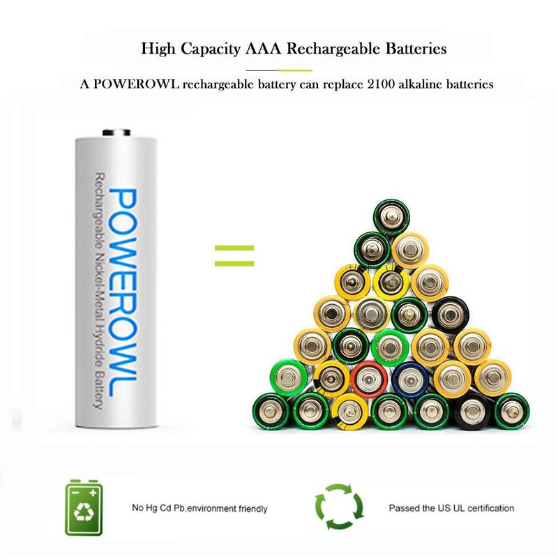 POWEROWL Rechargeable AAA Batteries with Charger, Advanced Individual Cell Battery Charger, High Capacity Low Self Discharge Ni-MH Triple A Batteries -Qty8 - Image 2