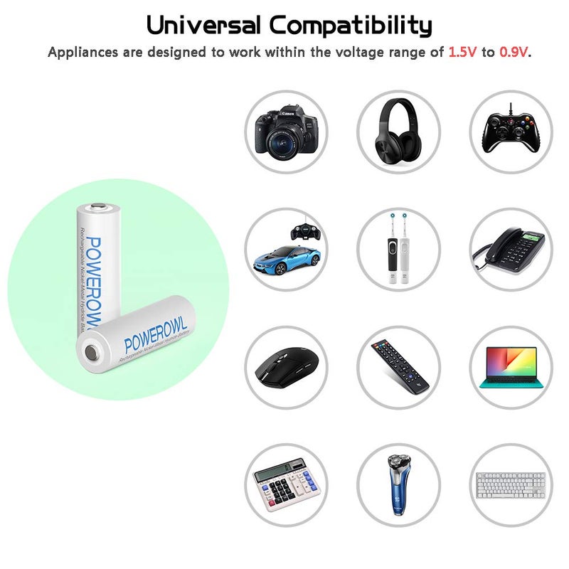 POWEROWL Rechargeable AAA Batteries with Charger, Advanced Individual Cell Battery Charger, High Capacity Low Self Discharge Ni-MH Triple A Batteries -Qty8 - Image 4