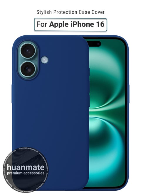 Apple iPhone 16 Silicone Cover Blue Cobalt - Premium 2.0mm TPU Silicon, Enhanced Camera Protection with Lens Shield, Shockproof & Water-Proof Cover for Apple iPhone 16