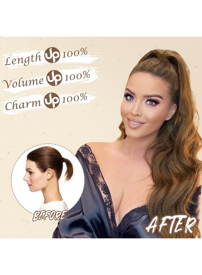 BARSDAR Burgundy Ponytail Extension 26 In Drawstring Wavy Ponytail Hair Extensions Clip In Ponytails For Women Synthetic Red Pony Tail Hairpieces For Girls Daily Party Halloween (Burgundy) - Image 3