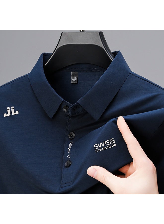 SWISS Men's Business Casual Short Sleeved Shirt Polo Shirt Fashionable Breathable Comfortable Versatile Top - Image 1