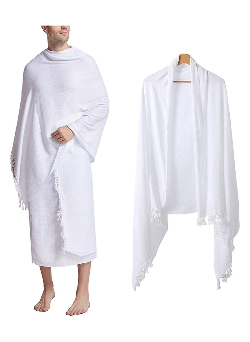 GENELEC ROYAL AHRAM for Men for Hajj and Umrah - 2 Towels - Hygienic Natural 100% Cotton Towels 45 x 90cm Ahram Ihram Ehram with 100% Pure Leather belt and Tasbeeh Counter.  - Image 2