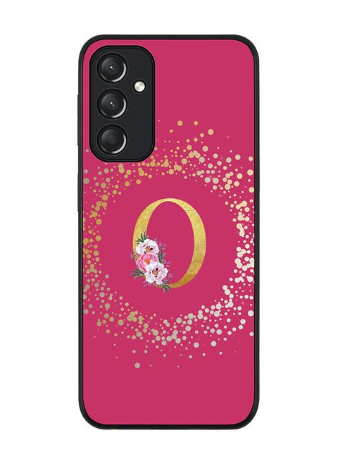 Rugged Black edge case for Samsung Galaxy A05s Case Cover- Custom Monogram Initial Letter Floral Pattern Alphabet- O (Deep Pink rose)