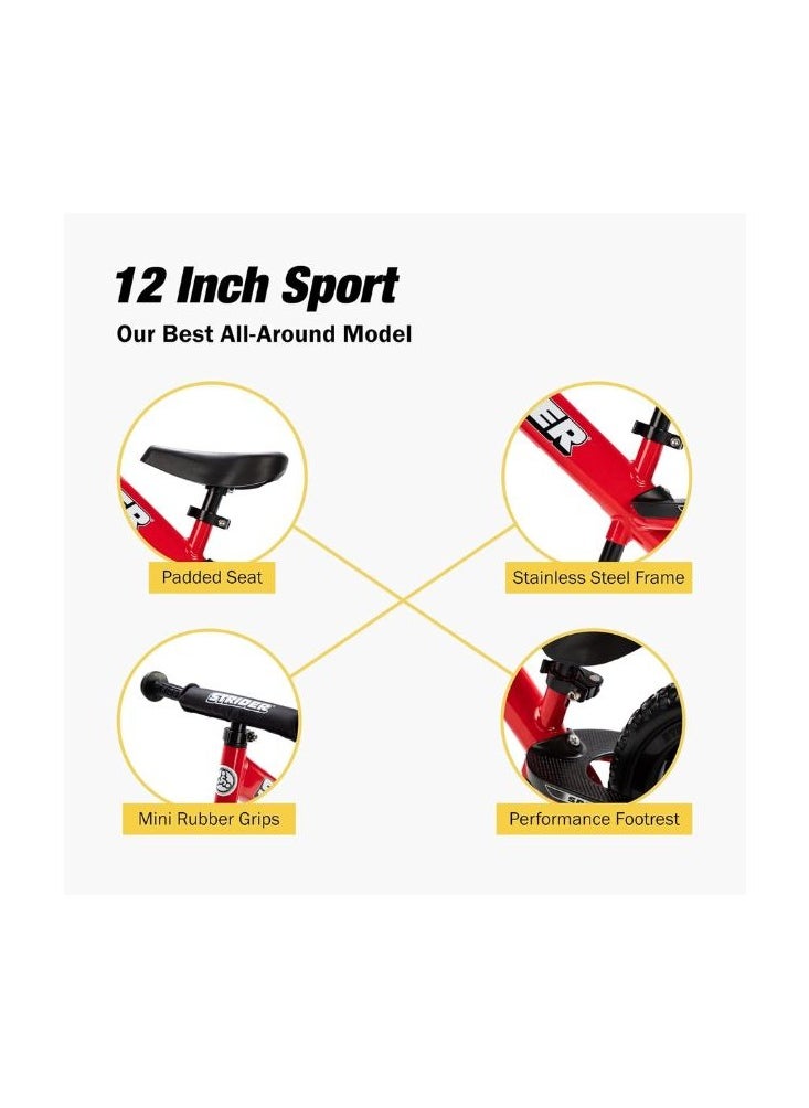 STRIDER - Strider 12” Sport Bike - No Pedal Balance Bicycle for Kids 18 Months to 5 Years - Includes Safety Pad, Padded Seat, Mini Grips & Flat-Free Tires - Tool-Free Assembly & Adjustments - Image 1