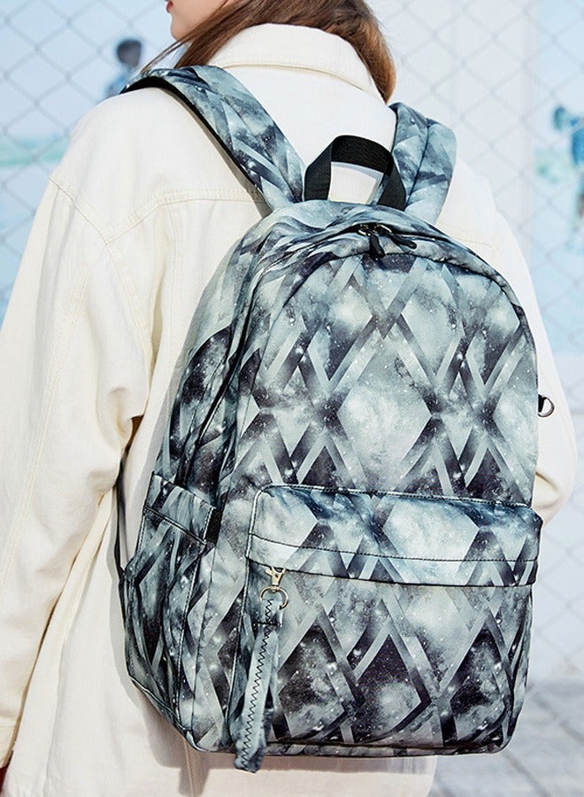 Joychic 3-Piece Graphic Printed Casual Backpack Waterproof Durable School Bag with USB Charging and Lunch Box Pencil Pouch Grey for Middle High College Students - Image 2