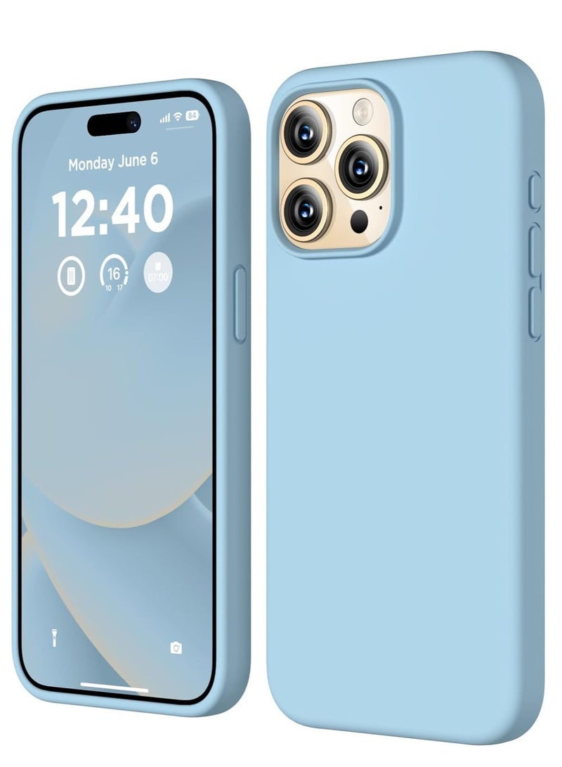 ELTRAZONE Compatible with iPhone 15 Pro Max Case, Liquid Silicone Case, Full Body Shockproof Protective Cover Slim Thin Phone Case with Soft Anti-Scratch Microfiber Lining, 6.7 inch-Baby Blue - Image 1