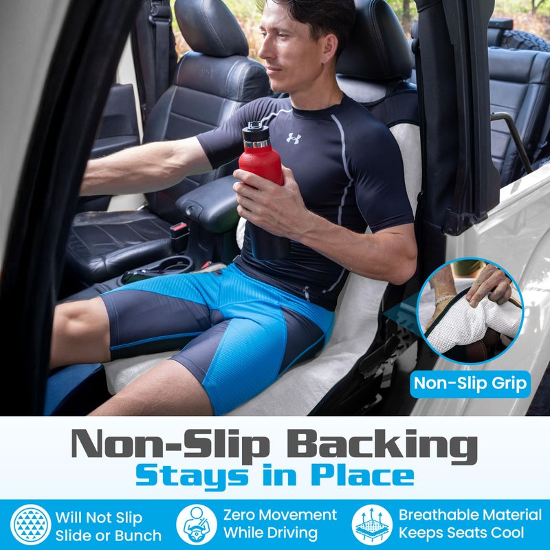 HAPPEGEAR Happeseat Waterproof Car Seat Cover & Protector â€“ Universal Fit Car Seat Towel Cover â€“ Non-Slip Backing, Easy Install & Storage, Machine Washable, Fits Front & Back, Silver - Image 3
