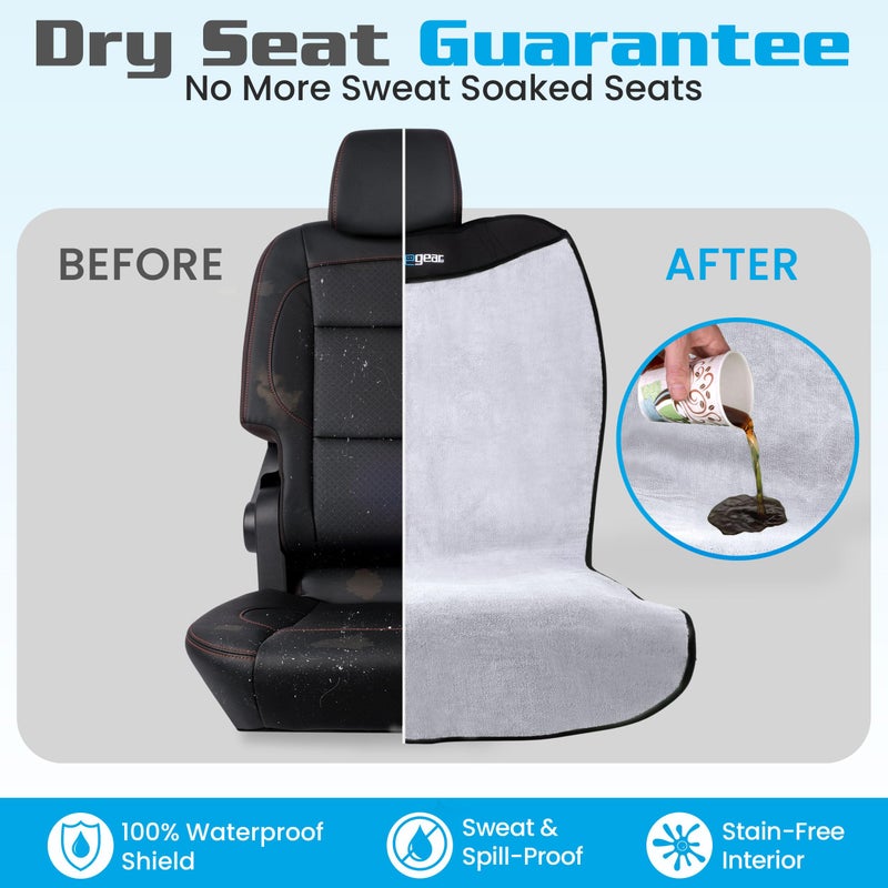 HAPPEGEAR Happeseat Waterproof Car Seat Cover & Protector â€“ Universal Fit Car Seat Towel Cover â€“ Non-Slip Backing, Easy Install & Storage, Machine Washable, Fits Front & Back, Silver - Image 2