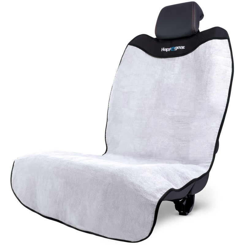 HAPPEGEAR Happeseat Waterproof Car Seat Cover & Protector â€“ Universal Fit Car Seat Towel Cover â€“ Non-Slip Backing, Easy Install & Storage, Machine Washable, Fits Front & Back, Silver - Image 1