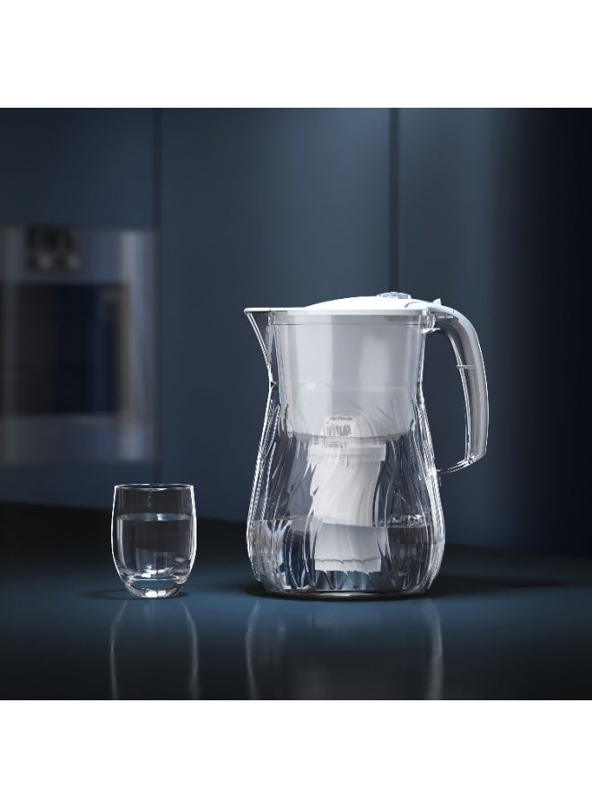 Aquaphor Orleans A5 Mg Water Filter Jug 4.2L, for reduction of limescale, Chlorine and other impurities, 1x A5 350 litre Added Magnesium Cartridge - Premium Water Filter jug in Glass effect (White) - Image 2