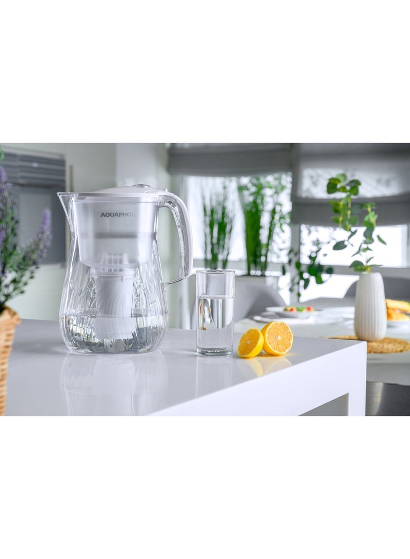 Aquaphor Orleans A5 Mg Water Filter Jug 4.2L, for reduction of limescale, Chlorine and other impurities, 1x A5 350 litre Added Magnesium Cartridge - Premium Water Filter jug in Glass effect (White) - Image 3
