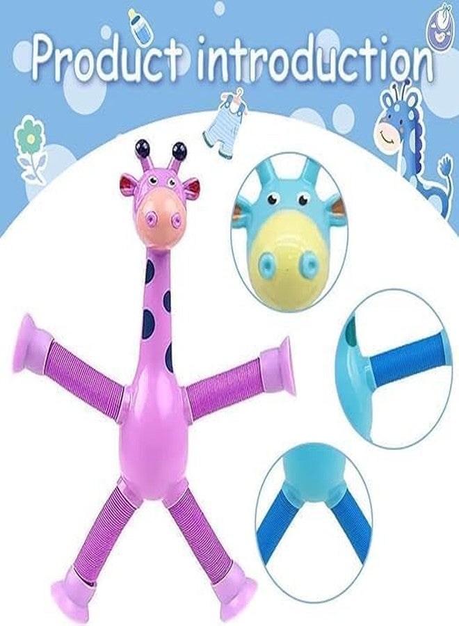 Daji 3PCS Telescopic Suction Cup Giraffe Toy, Pop Tubes Sensory Toy for Kids, Fidget Toys, Sensory Tubes, Suction Cup Pop Tube Giraffe Toys, Stretchy Giraffe Suction Toy, Funny Gift - Image 3