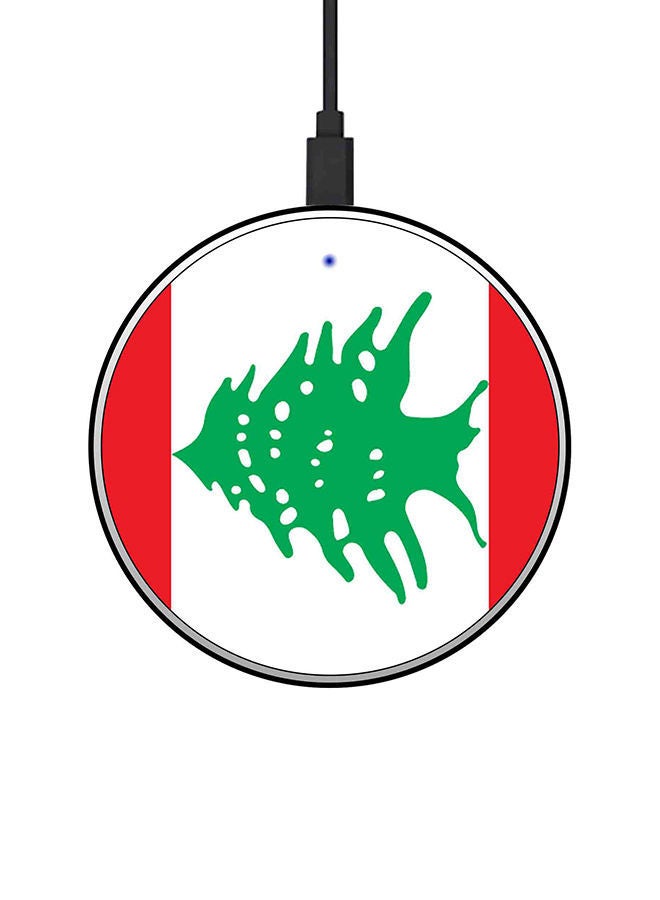 NIBEMINENT Lebanon Flag Printed Ultra Slim Fast Wireless Charger With USB Cable Multicolour - Image 1