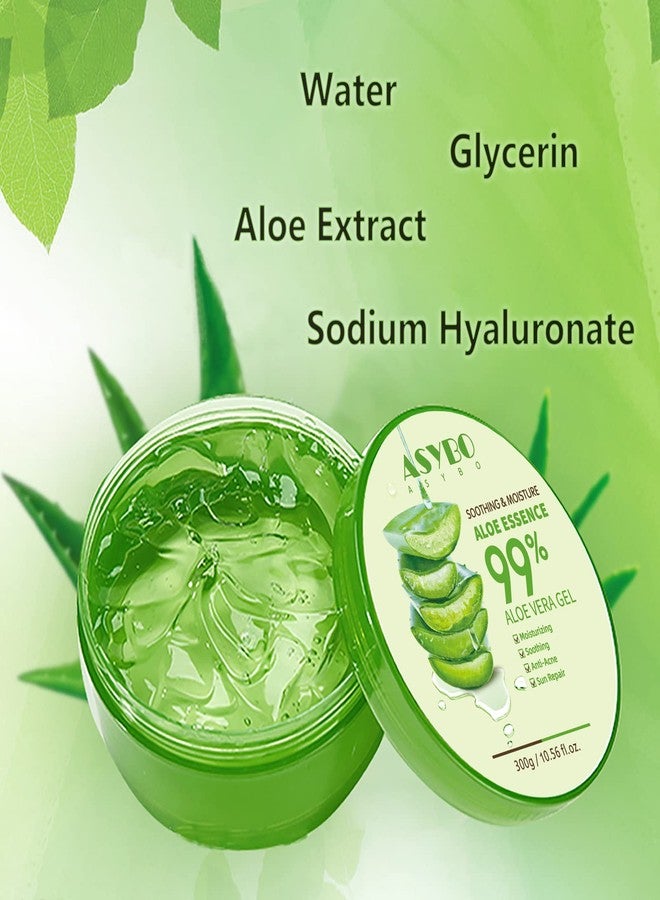 ASYBO 300 ML Aloe Vera Gel – 99% Organic Pure Aloe Vera Hydrating Moisturizer, Natural Aloe Cream for Dry Skin, Sunburn, Acne - Image 2