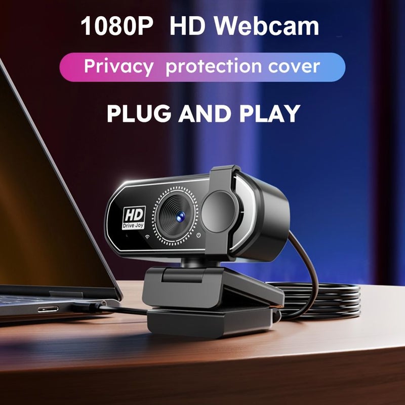 1080P Webcam with Black Auto Focus Soft Fill Light for PC Streaming - Image 1
