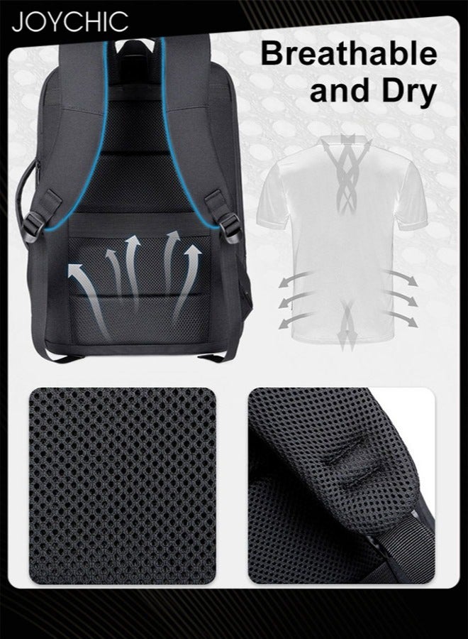 Joychic حقيبة ظهر سفر للكمبيوتر المحمول للأعمال مضادة للسرقة رفيعة ومتينة مع منفذ شحن USB مقاومة للماء حقيبة مدرسية جامعية للرجال تناسب 15.6 إنش باللون الأسود - Image 3