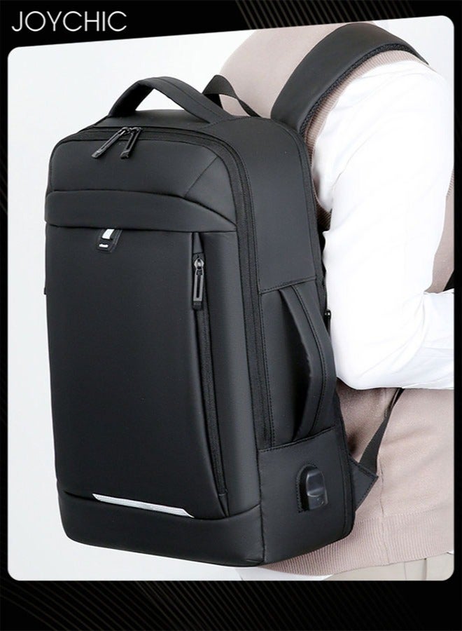Joychic حقيبة ظهر سفر للكمبيوتر المحمول للأعمال مضادة للسرقة رفيعة ومتينة مع منفذ شحن USB مقاومة للماء حقيبة مدرسية جامعية للرجال تناسب 15.6 إنش باللون الأسود - Image 5