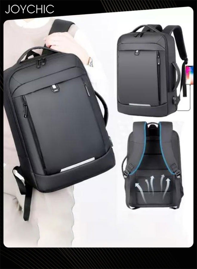 Joychic حقيبة ظهر سفر للكمبيوتر المحمول للأعمال مضادة للسرقة رفيعة ومتينة مع منفذ شحن USB مقاومة للماء حقيبة مدرسية جامعية للرجال تناسب 15.6 إنش باللون الأسود - Image 1