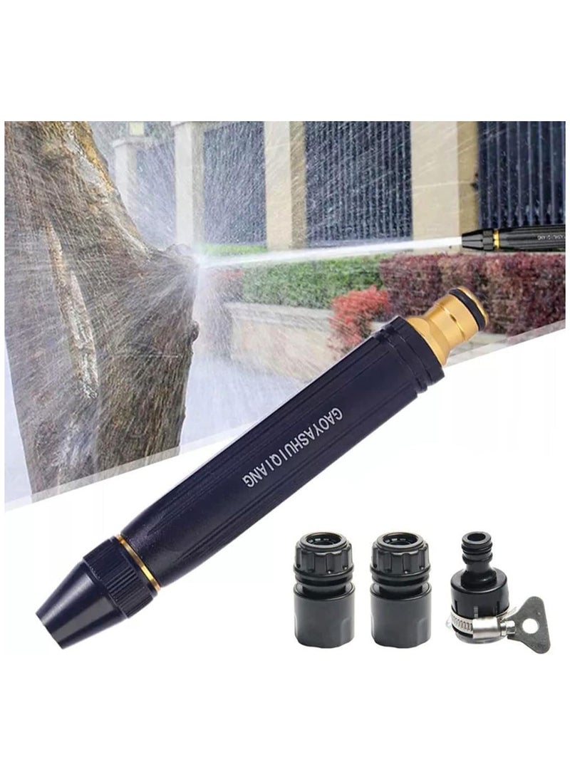 Car Washing High Pressure Water Gun Nozzle, Garden Hose Nozzle Spray, Metal Sprinkler, Adjustable Garden Sprinkler for Car, Pet Washing, Watering, black  - Image 1