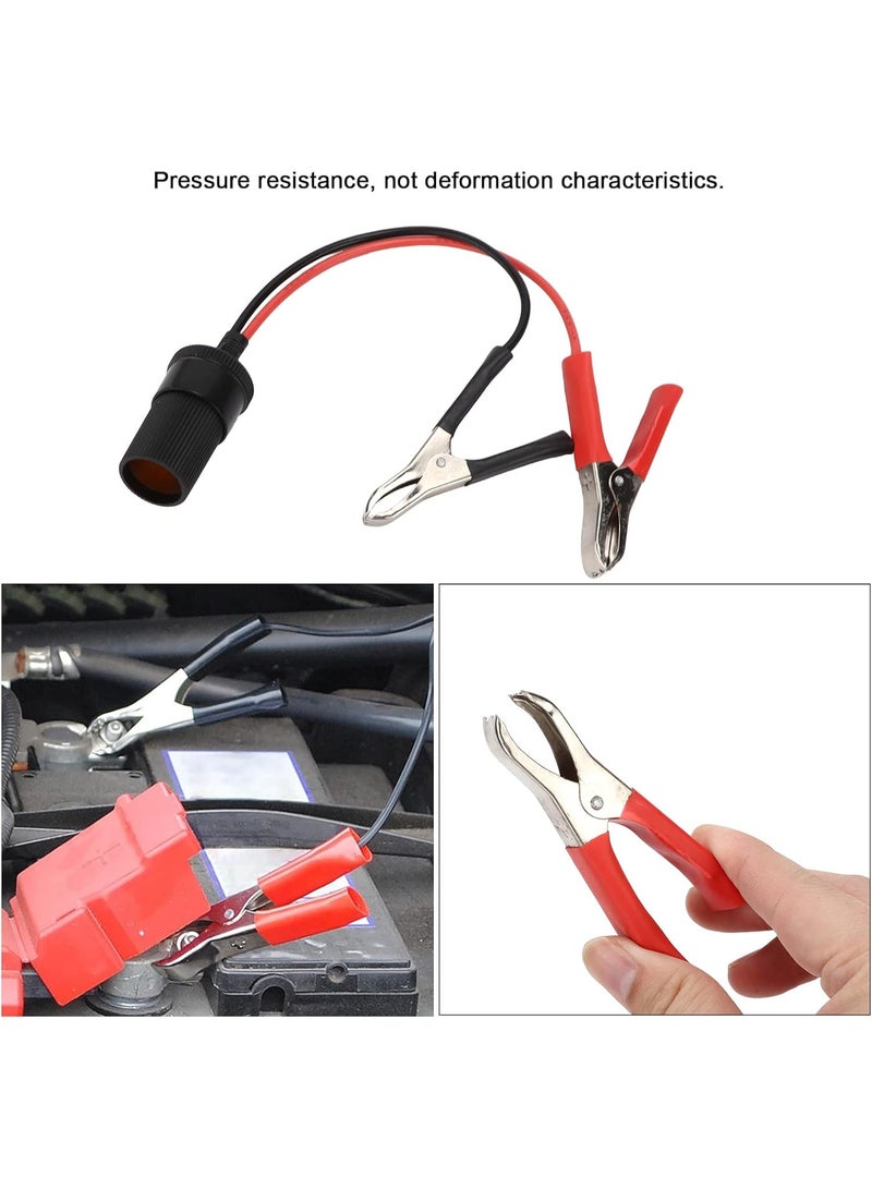 12V-24V Car Battery Clamp to Cigarette Lighter Socket Cable - Insulated Extension Jumper Cord - Heavy Duty Battery Terminal Connector for Portable Devices - Image 3