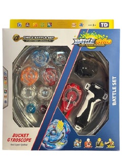 Set of 4 pieces of Metal Fuse Fighting Gyroscope from Bayblade with Launcher, Playground and Rotating Peaks with Classic Design, 3 Years & Above