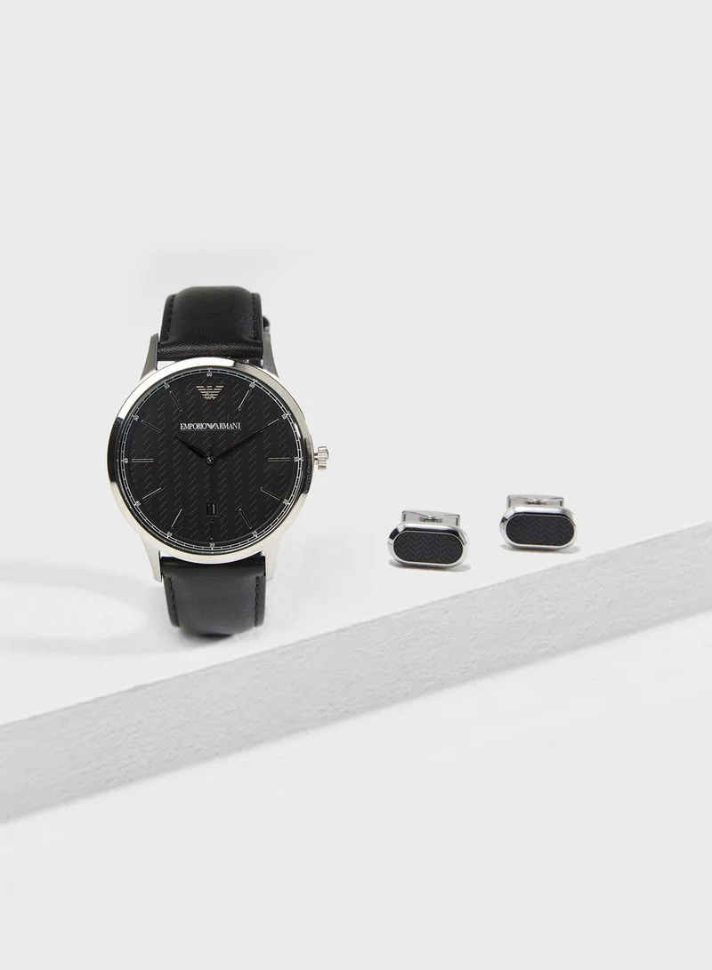 EMPORIO ARMANI Classic Watch And Cufflinks Set